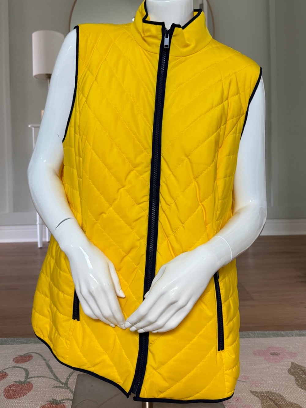 Bright cheery yellow quilted women’s vest XL